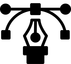 Illustration of a digital design tool with anchor points and paths representative for wilbrock's graphic design services
